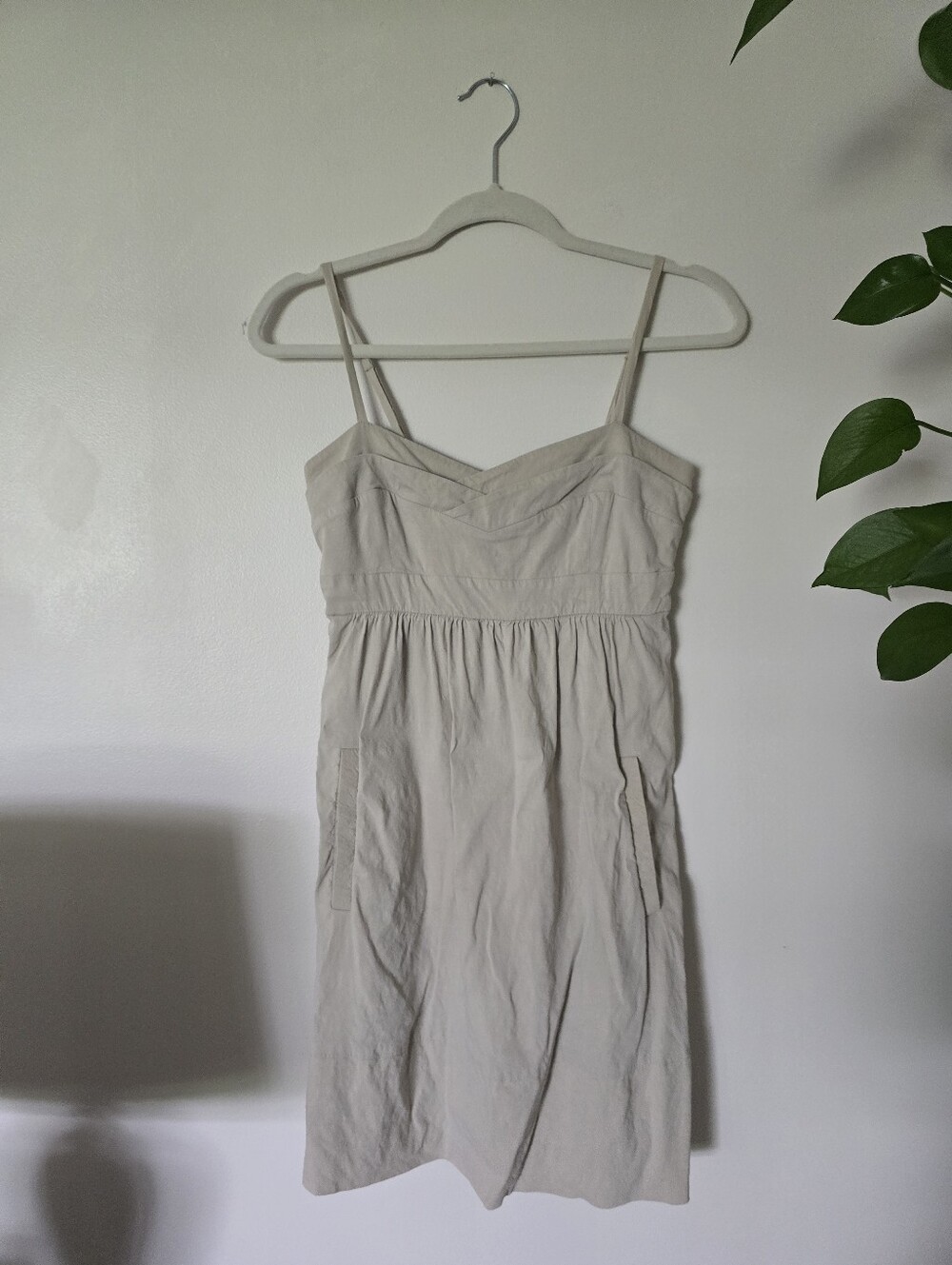 Theory Summer Strappy Taupe Beige Dress Size 0 Above Knee